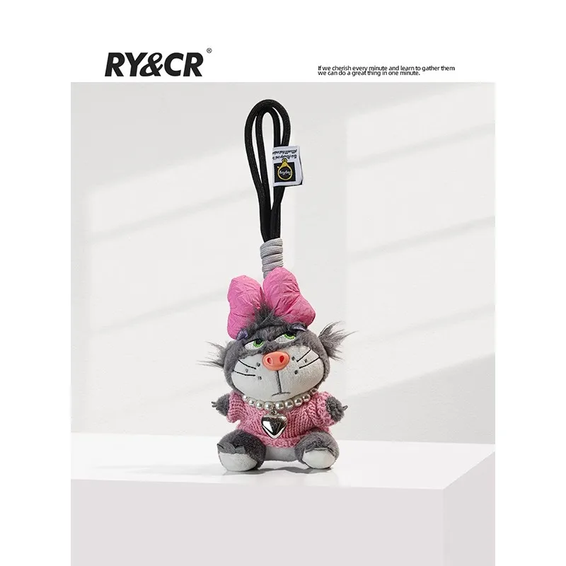 fashione  lifelike Blue clothes bow Lucifer cat bag backpack pendant exquisite plush toy doll keychain pendant