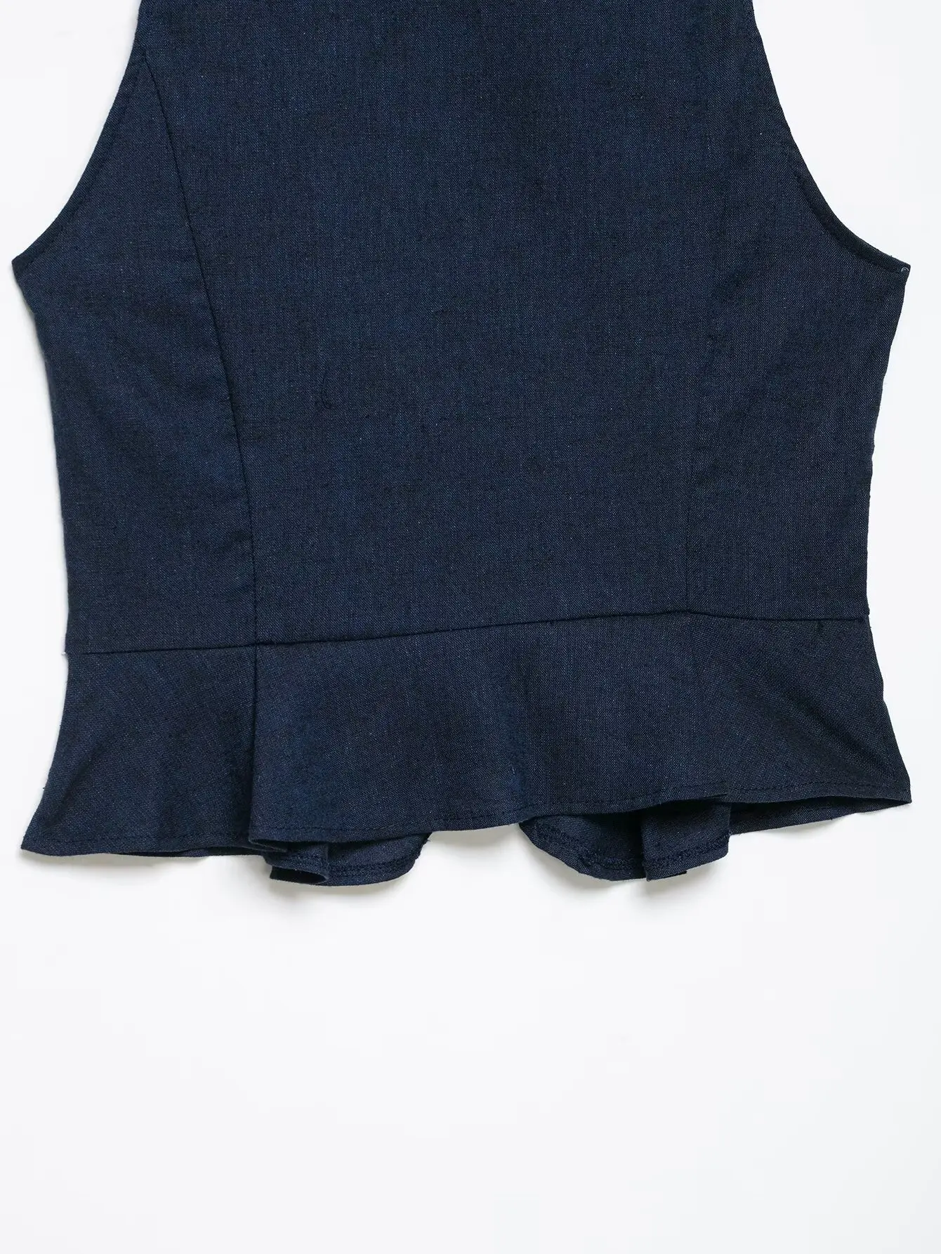 HH Minimalistische Elegante Jeansweste mit Chinesischen Froschknöpfen, Stehkragen und Schößchen für Frühling und Herbst, Business-Casual Bürokleidung – Detail 11
