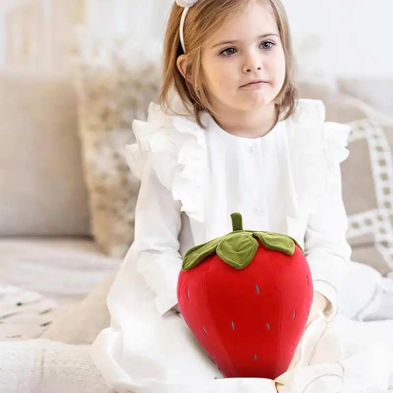 Strawberry Plush Soft Stuffed Pillow Strawberry Toy for Kids Soft Stuffed Doll Plush Toy for Toddler Bedroom Nursery Aesthetic
