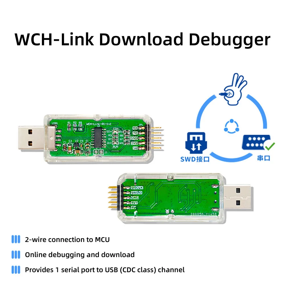 WCH Link Download Debugger RISC-V Framework MCU Oonline Debugging SWD Interface Chip Programming With LED Indicator Light