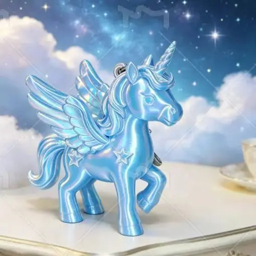 Korean Fashion Unicorn Pegasus Keychain 3D Printed Cute Bag Charm Heart Clasp Backpack Pendant Women Keyring Gift for Girls