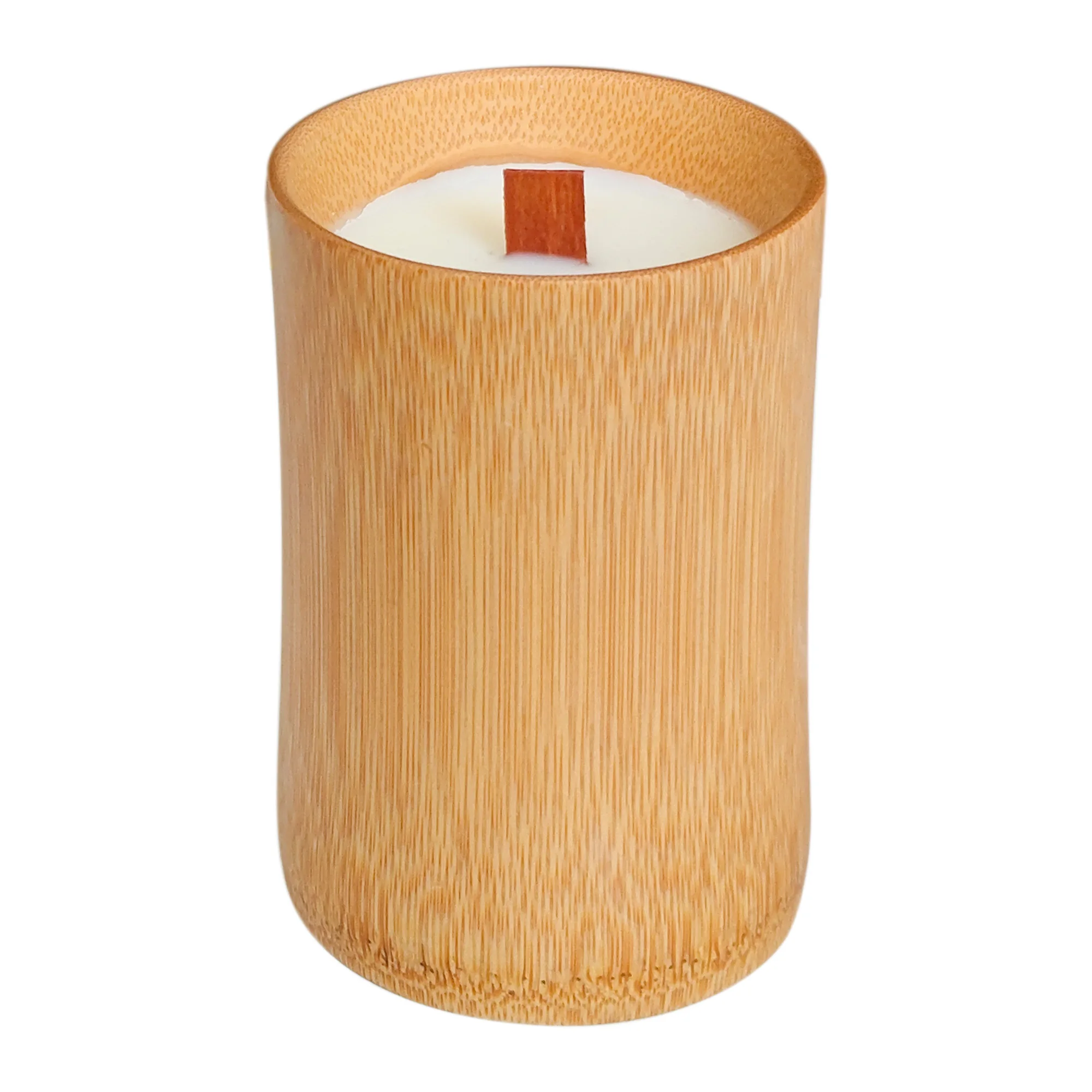 Vela de longa duração, velas de pavio de madeira que crepitam, presentes de velas perfumadas aconchegantes, velas exclusivas em copos de bambu carbonizado, Chris