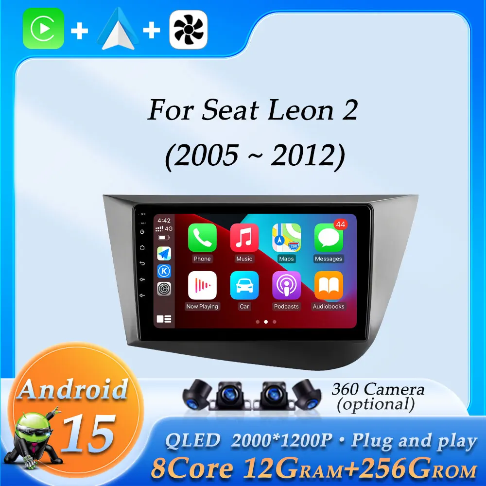 

Wireless CarPlay DSP Stereo GPS Navigation for Seat Leon 2 2005 - 2012 Car Radio Video Audio Multimedia Player BT Split Screen