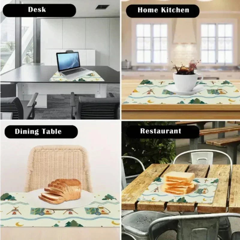 VIKAMA Realistic Kitten Wooden Placemat, Waterproof Oilproof Heat Resistant Dining Table Mat view 5