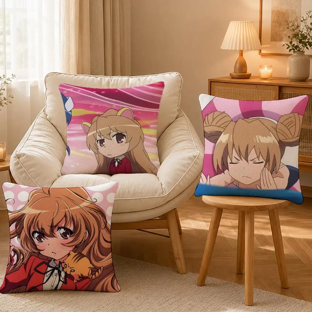 Anime Toradora Romance Comedy Cushion Cover Personalized Short Plush Soft Bedroom Sofa Home Decor Gift