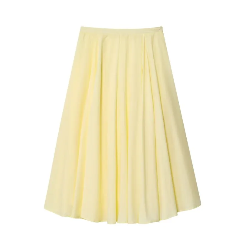 

HipSeam Women Flared Midi Skirt Autumn Mid Waist Women's Pleated Skirt Casual Flared Hem Lady Skirts Women's Side zip Skirt