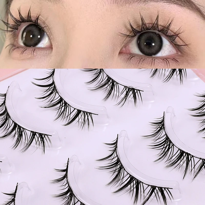 5 Pairs Clear Band Eyelashes 3D Natural False Lashes Fluffy Soft Cross Manga Lashes Wispy Natural Eyelash Extension Makeup New