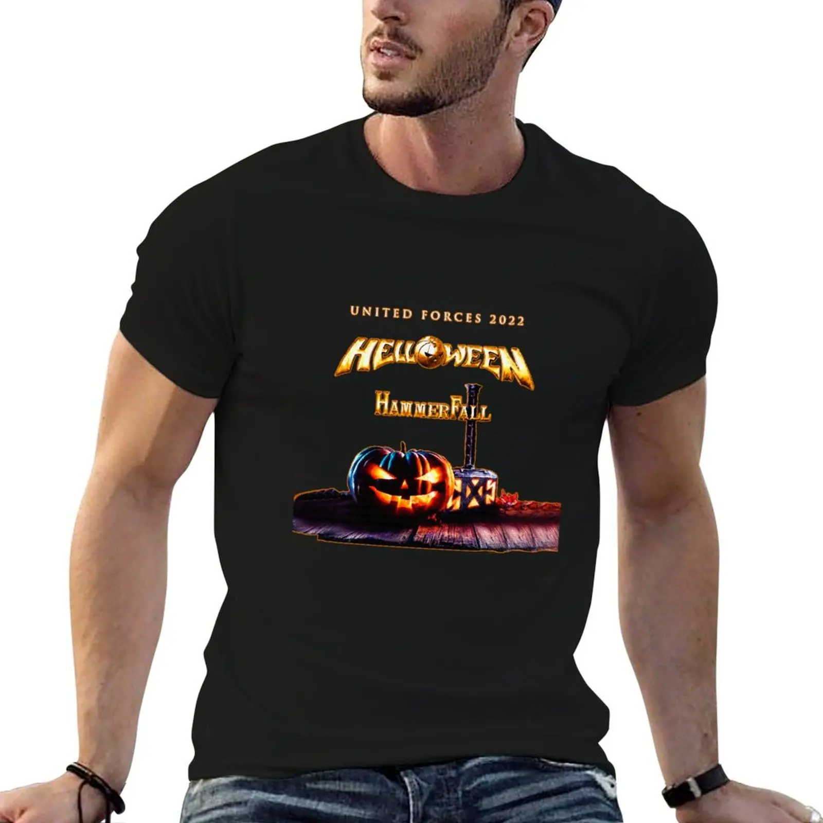 

HELLOWEEN & HAMMERFALL TOUR 2022 T-Shirt t shirts for man cotton funny t shirt for man t shirts cotton 100% T-Shirt