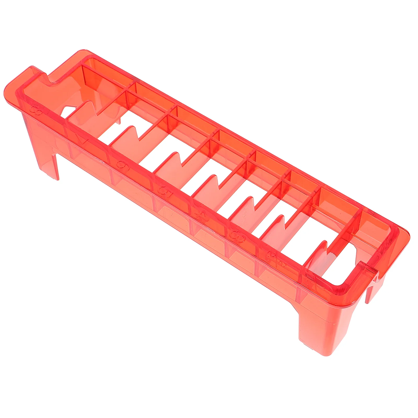 

Hair Clipper Storage Box Transparent Red Guide Comb Holder Durable Plastic Calipers Organizer For Salon Home Use