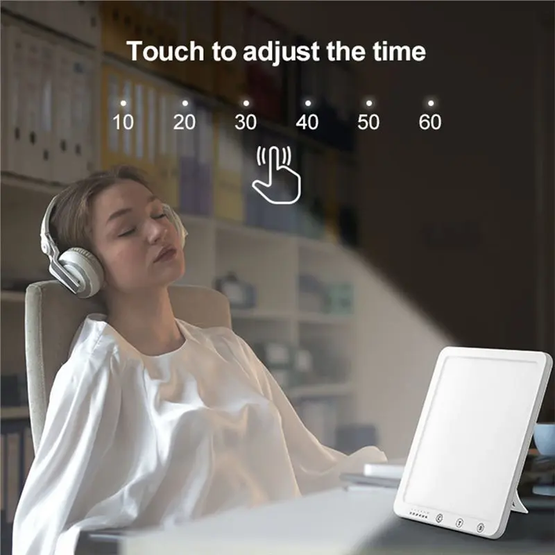 AB34-Portable LED Daylight Lamp 10000 Lux 6 Timer Settings 5 Brightness Levels 3 Color Temperature Options With Memory Function