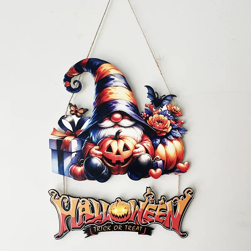 

New wood crafts Halloween Easter Pumpkin Dwarf Creative home wooden door wall window decorations