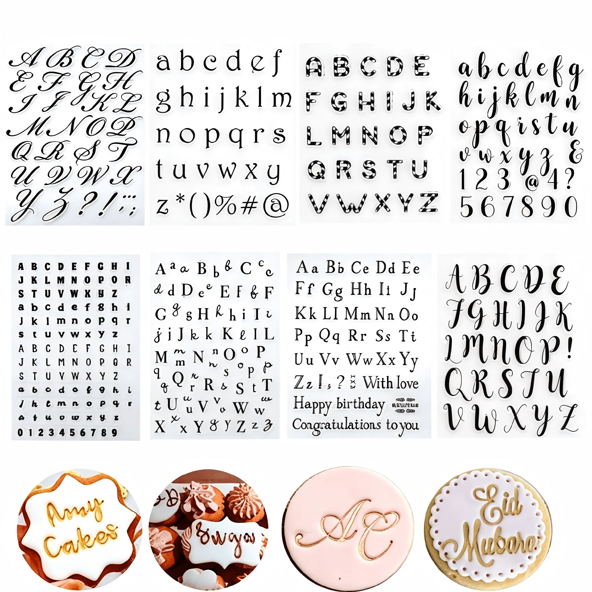Alphabet Letter Fondant Stamps Set, Reusable Cookie Cake Decorating Embossing Tools, Uppercase Lowercase Numbers Symbols, Baking
