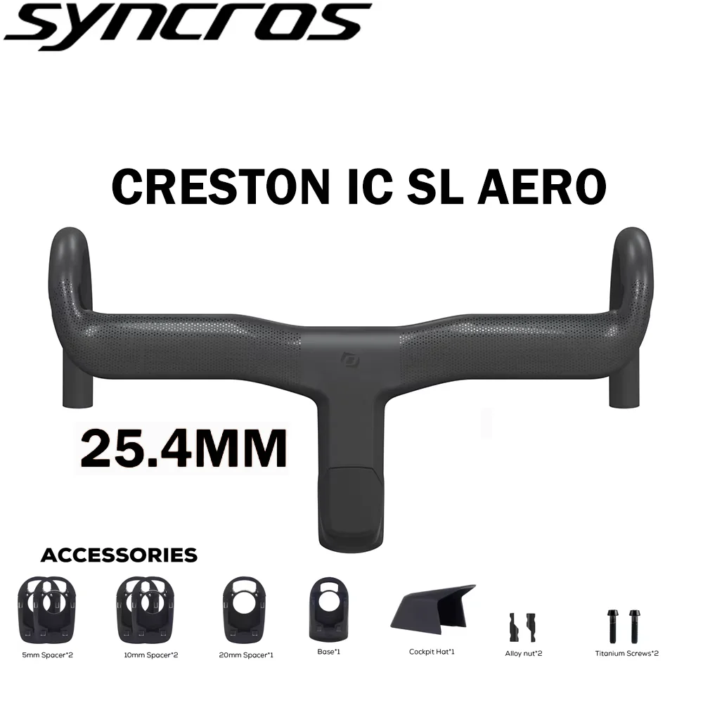 

Syncros 25.4mm Carbon Creston IC SL AERO Integrated Cockpit Road Bike Handlebar Integrated Cables Di2 Bicycle Accessories