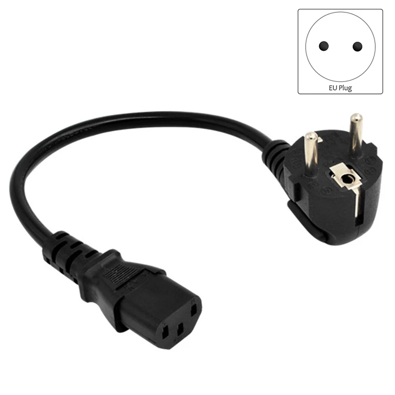 Kabel Daya EU kabel daya tipe F Schuko Plug IEC C13 kabel catu daya untuk PC Monitor komputer Printer TV(0.6M, colokan EU)