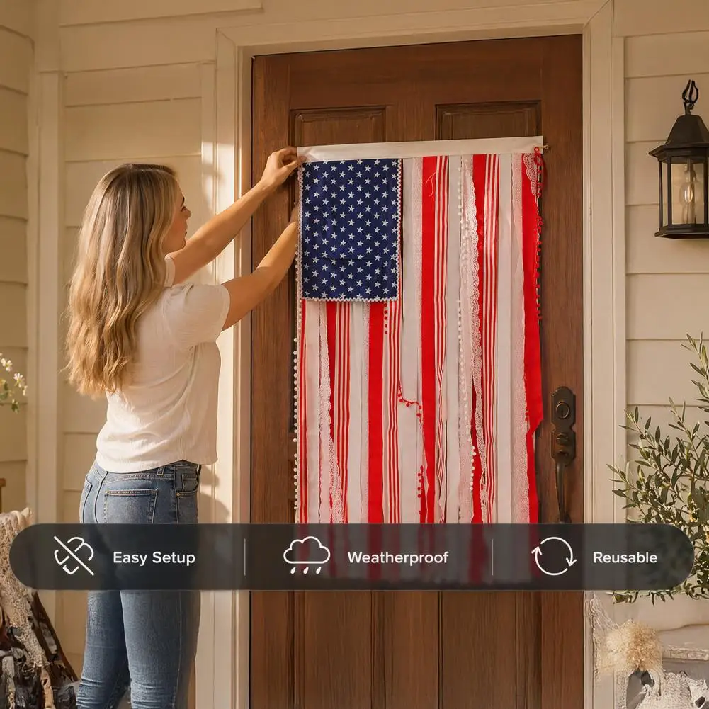 Fade Resistant Flag Garland American Flag Garland Patriotic Wreath Flag Banner 3d Star Hanging Ornaments for Independence