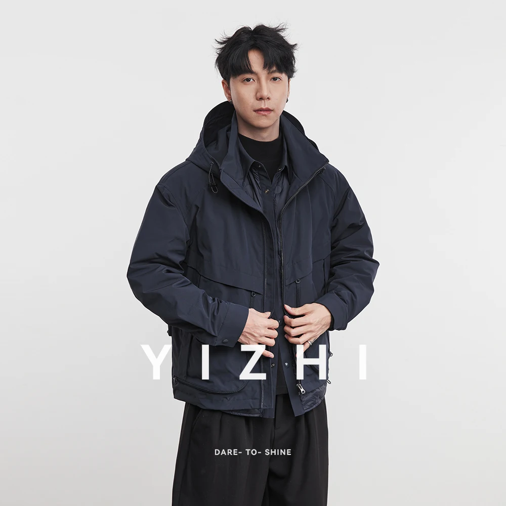 أزياء الرجال ثلاثة في واحد حقيقي قطعتين 90 الأبيض بطة أسفل سترة 2025 شتاء جديد مقنعين يندبروف سترة دافئة