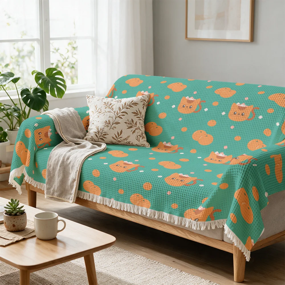 Cozy Cartoon House Pattern Throw Blanket for Sofa Couch Living Room Decor Accent Matching Autumn Fall Winter Gift Throw