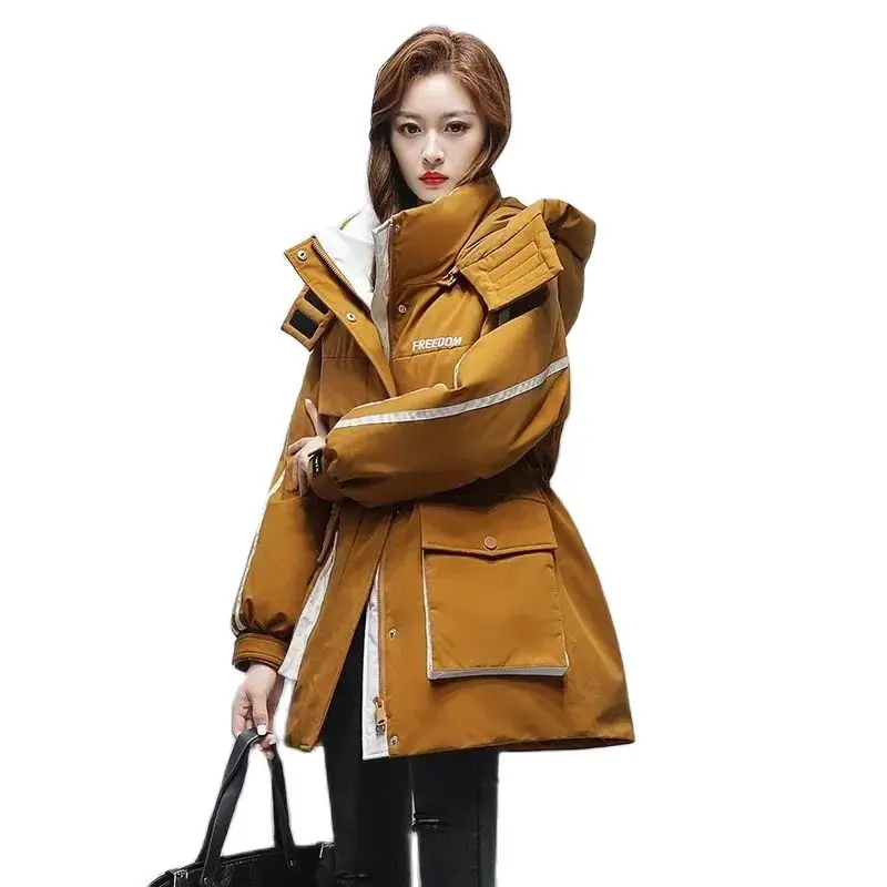 Duck Duck Korean Down Jacket Women's Long Section In Winter 2024 New Personality Street Fashion Hooded Joker Warm Coat Women.