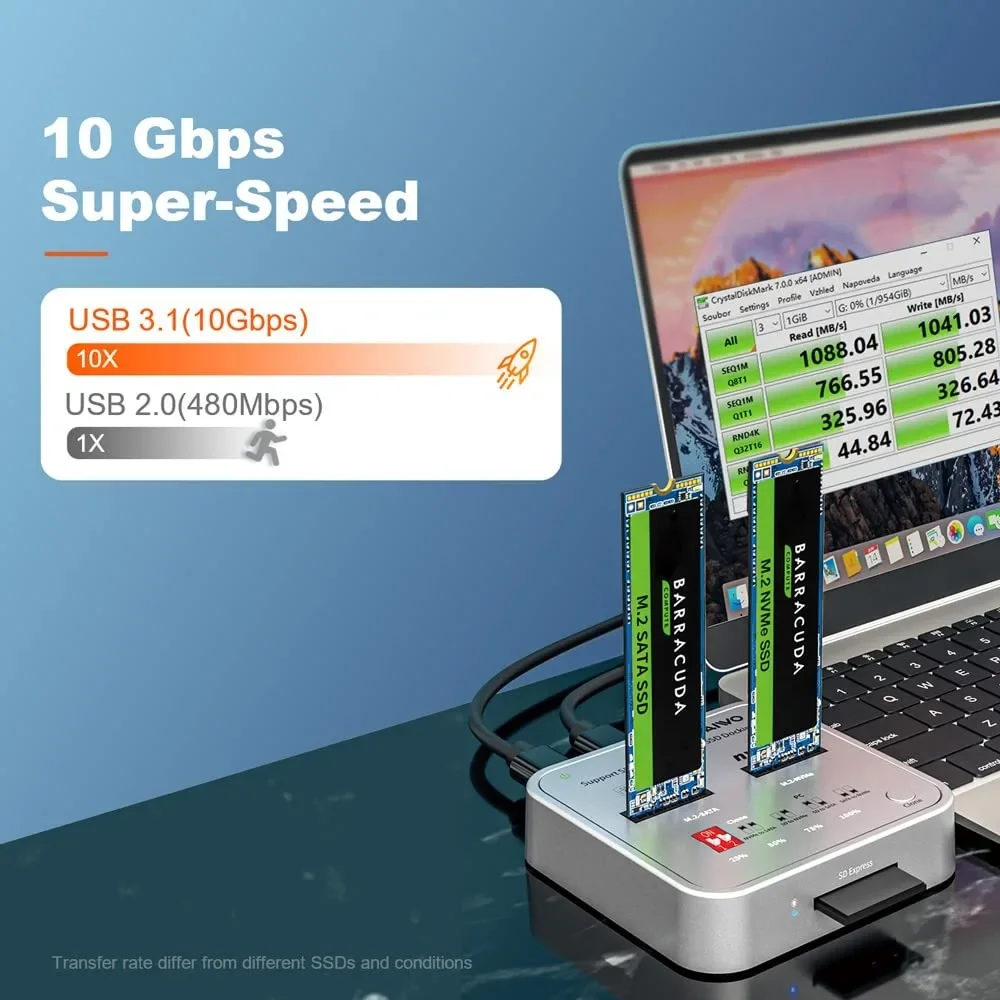 MAIWO M.2 NVMe SATA 케이스, SSD 도킹 스테이션, USB 3.1, GEN2, 10Gbps M2 솔리드 스테이트 드라이브 복제기, PC용 SD 카드 리더