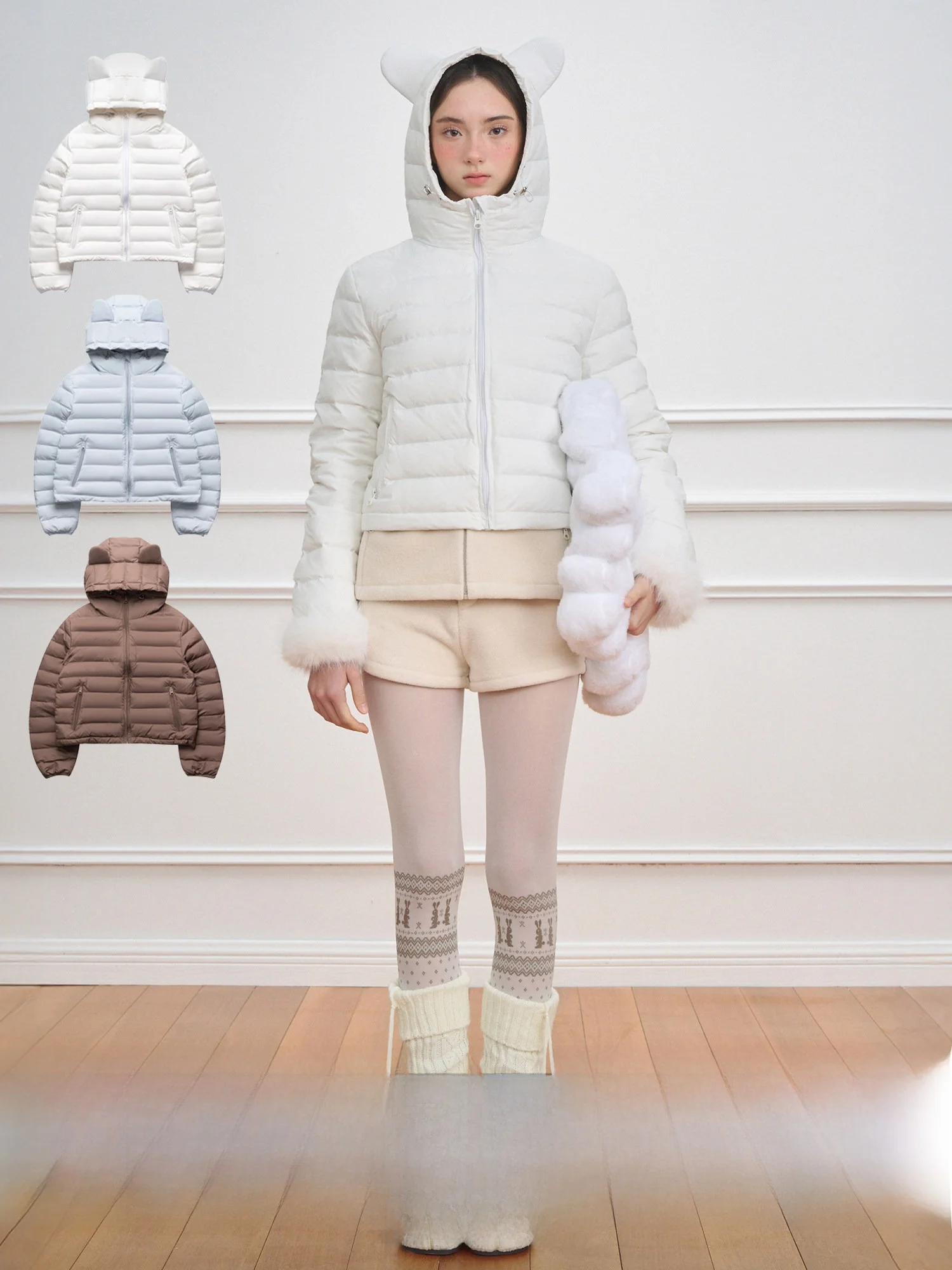 

Женская зимняя куртка NECY Polar Bear: новая, теплая, приталенная, милая, белая, на пуху, стеганая, на молнии, длинная