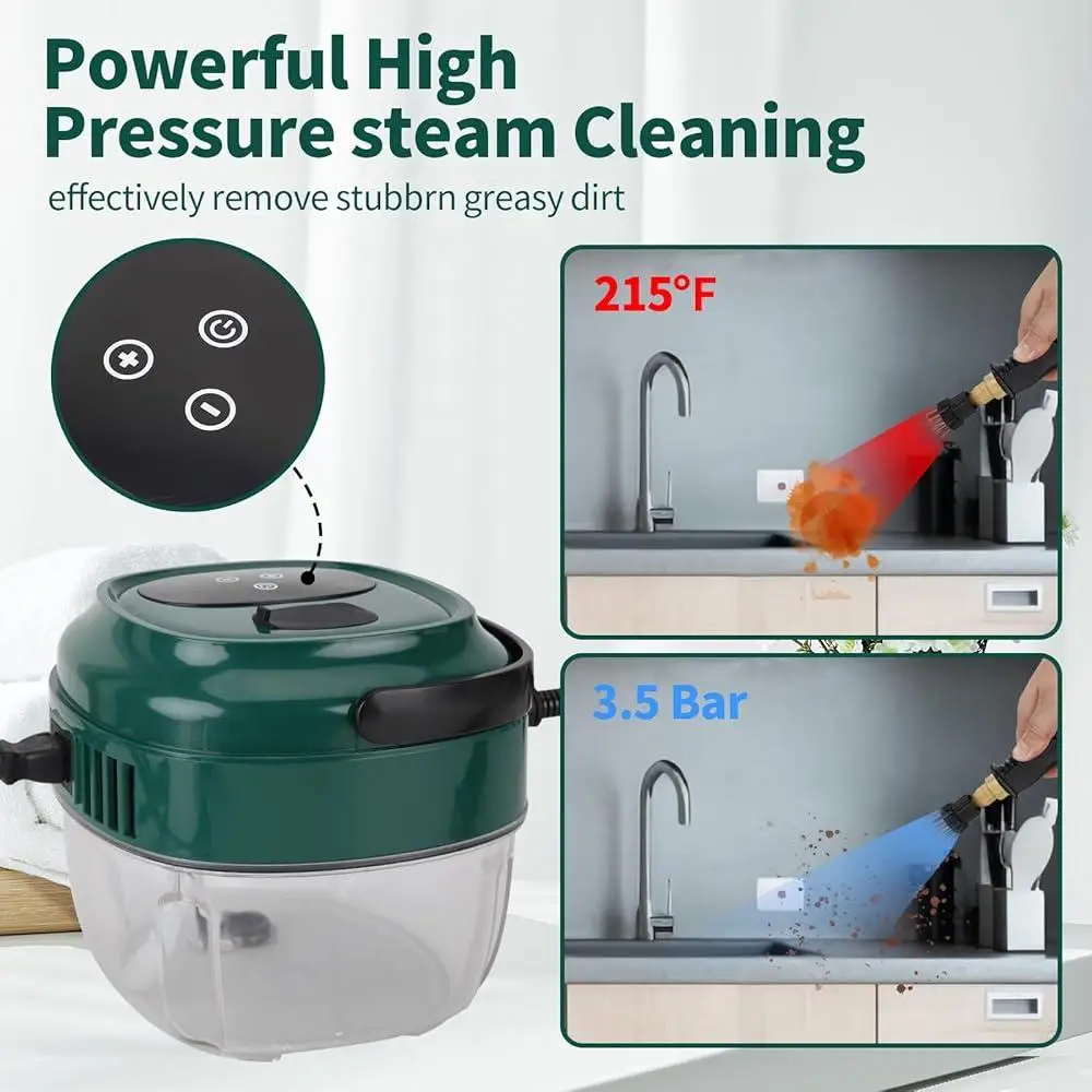High Pressure Steam Cleaner 2500W 105°C Portable Handheld Steam Cleaner with 6 Gears 3 Brush Heads Ideal Home Car Upholstery