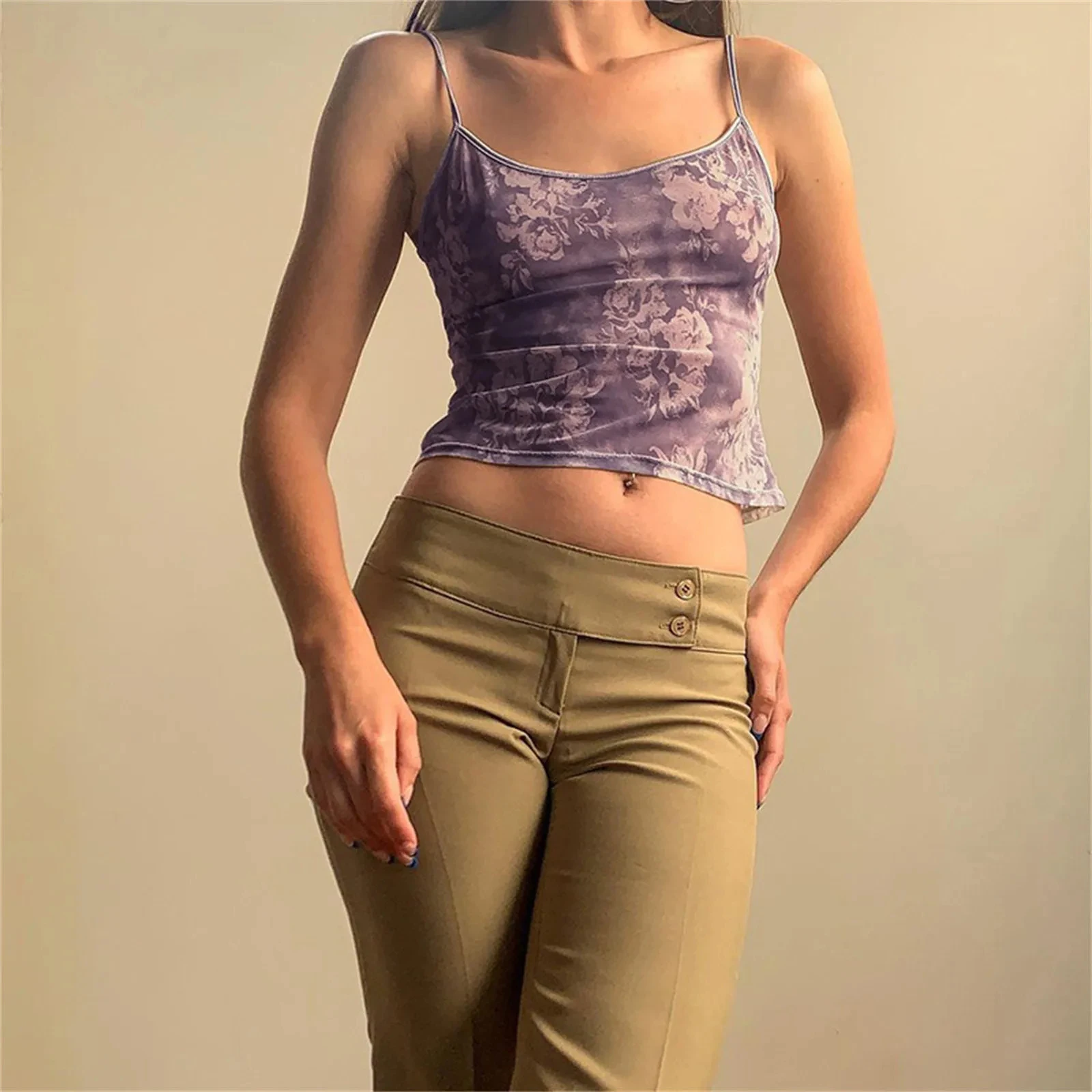 

Y2K Sweet Retro Crop Top, Purple Sleeveless Vest, Spaghetti Strap, Backless Mesh Vest, Cute, Purple, 2000s, Aesthetic, Summer