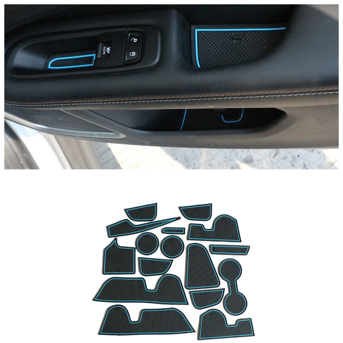 Rutschfeste Gummimatte für Jeep Compass 2018 2019 2020 MK2 Türgriff-Organizer Getränkehalter Telefonablage Schlitzausgleich Innenraum-Autozubehör