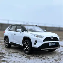 1:24 RAV4 SUV 합금 자동차 모델, 다이캐스트 금속 장난감, 오프로드 차량 자동차 모델, 높은 시뮬레이션 사운드 및 라이트, 어린이 선물, 신제품