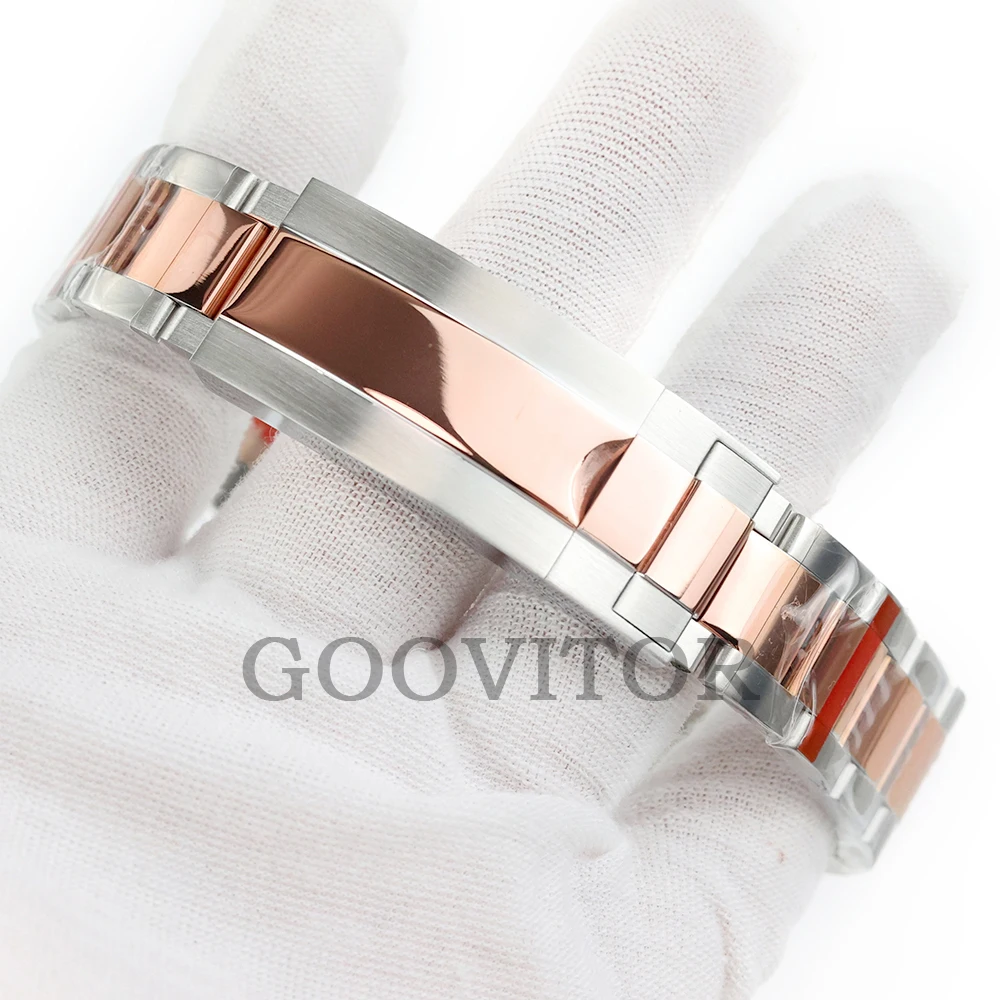 40mm Watch Case For Yacht-Master GMT NH34 NH35 NH36 Movement 28.5mm Dial Rose Gold Silver Submariner Case Polish Oyster Strap