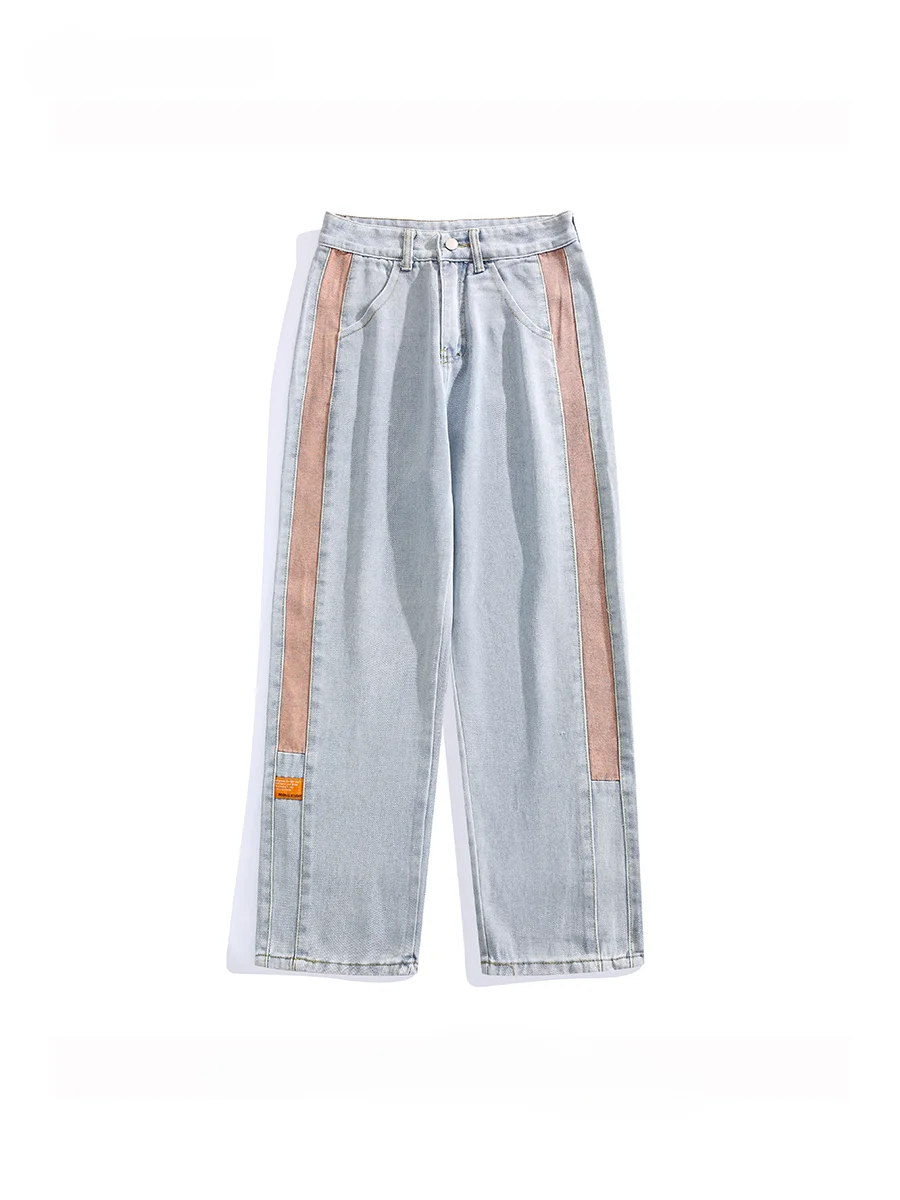 

Джинсы мужские полосатые в стиле ретро, модные брендовые повседневные свободные прямые штаны из денима в японском стиле, в стиле Хай-стрит, хип-хоп