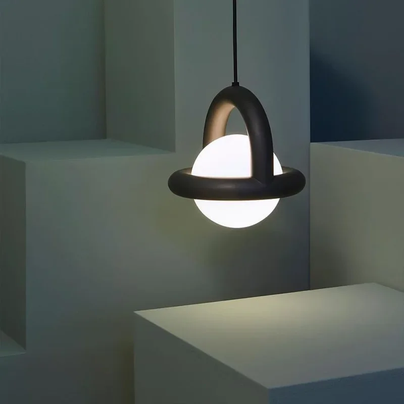 TechHPModern LED Pendant Lights Acrylic Ball Black White Green Red Yellow Metal G4 Bulb Pendant