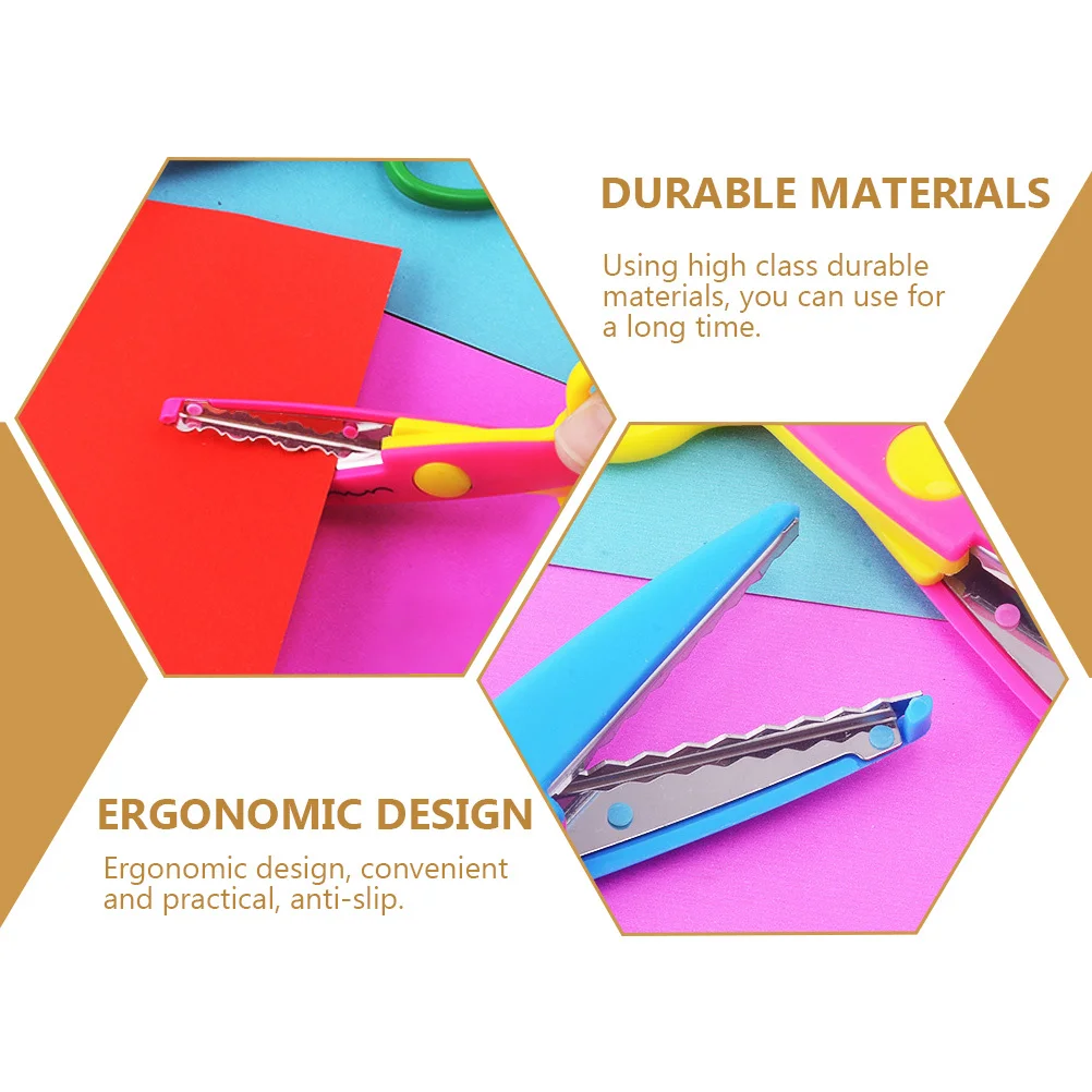 9 Uds. Tijeras creativas para bordado, tijeras artesanales de encaje hechas a mano, borde ondulado para álbum de recortes, corte de papel, aula segura para niños pequeños