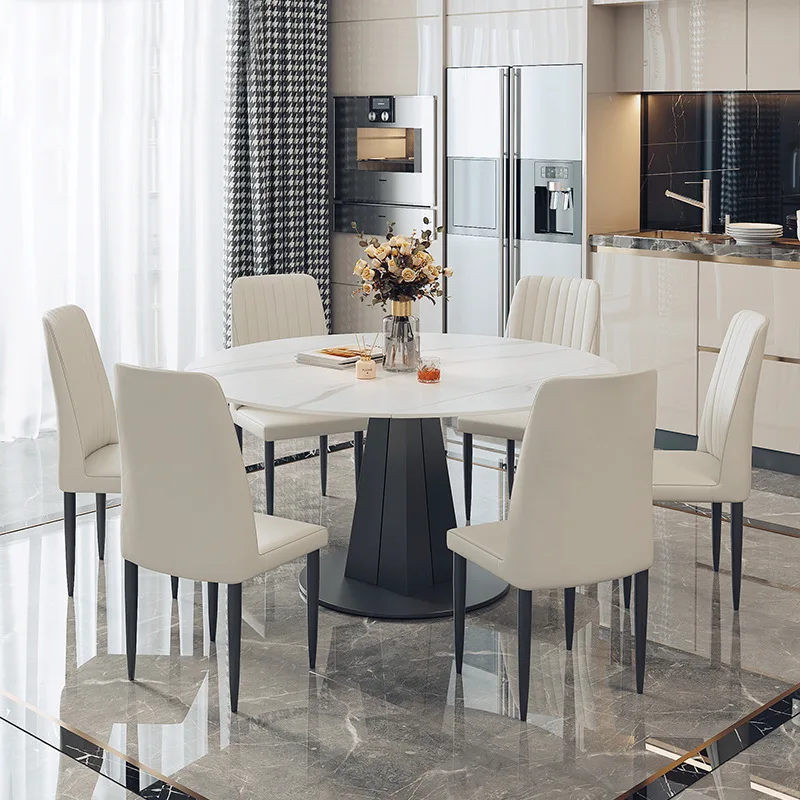 Ji and modern simple folding round table variable round rock slab dining table Italian minimalist dining table