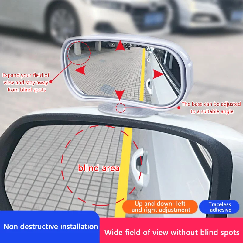 

1PC Car Mirror Auxiliary Rear View Mirror Wide Angle Side Rear Mirrors Reverse Blind Spot 360° Adjustable Car Accessories