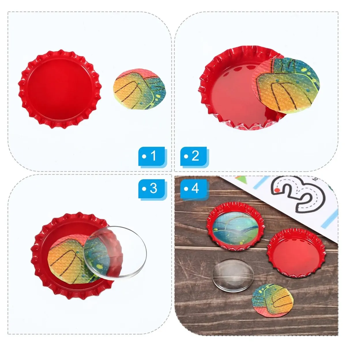 A72P 160 PCS Bottle Caps for Crafts, 1 Inch Decorative Metal Beer Bottle Caps Bulk Flattened Charm for DIY Craft