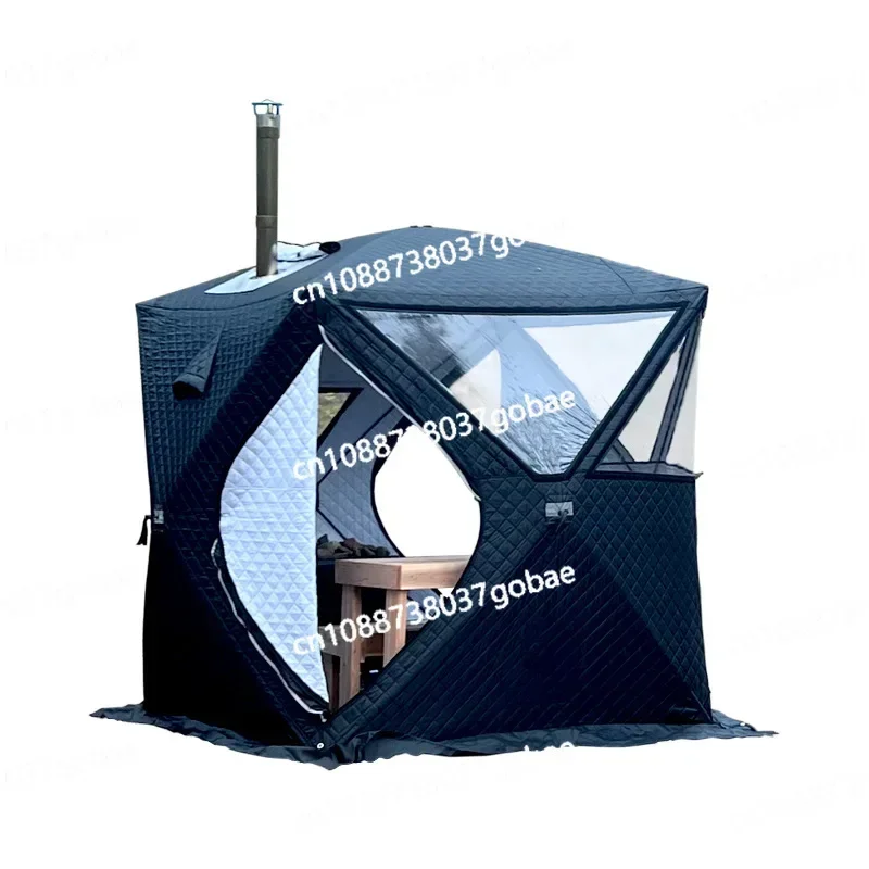 Outdoor Multi Person Four Seasons Sauna Thickened Warm Winter Fishing Tent Large Window Chimney Mouth Model Quick Open