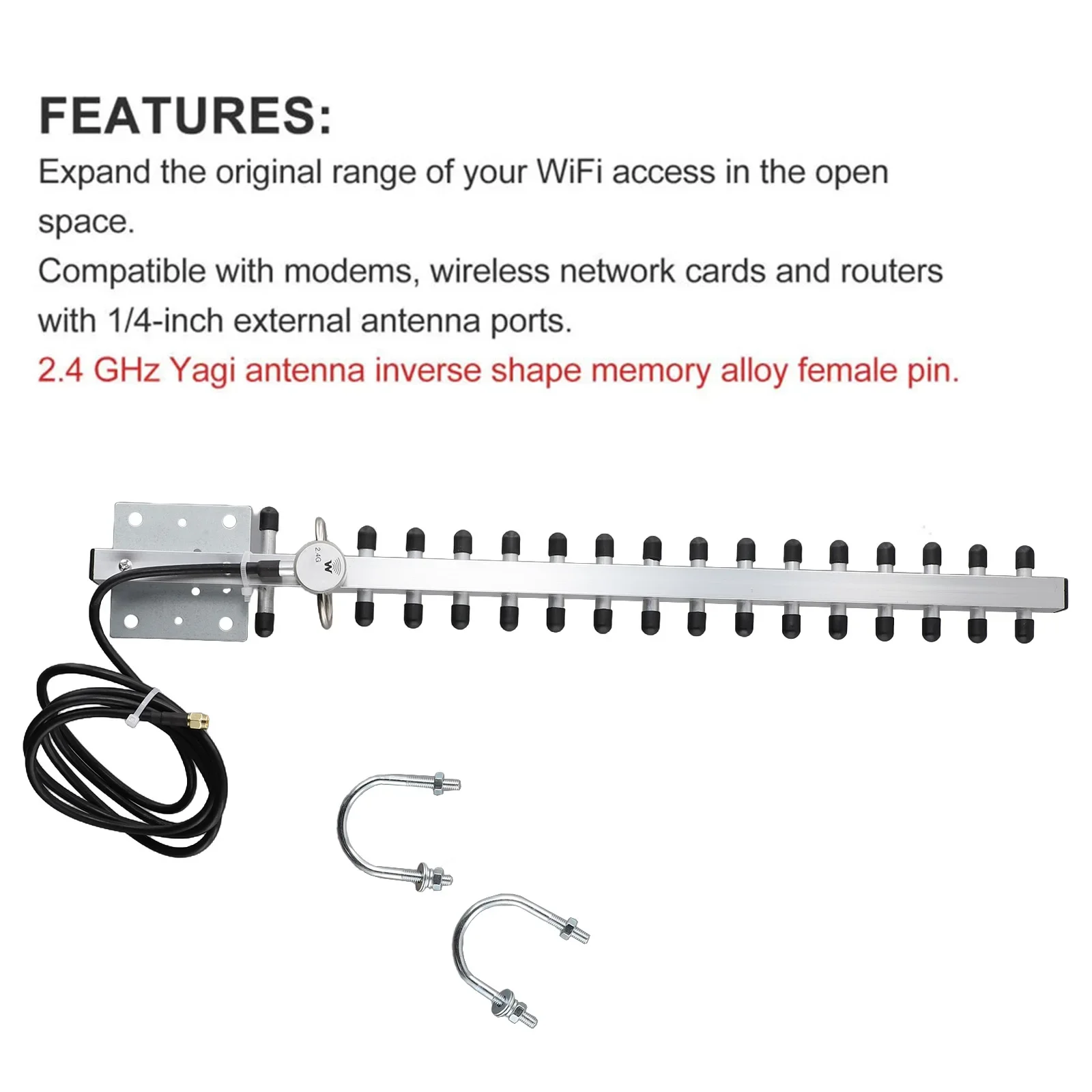 

2.4GHz WiFi Antenna 25dBi 50.00X8.00X4.00 Cm Outdoor Directional Signal For Wireless Router Frequency Range 2400-2500MHz