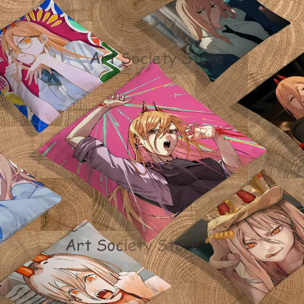 Power C-ChainsawS Anime Celebrity Merchandise All-Match Printed Pillow Case Sofa Car Office Room Decoration Protector