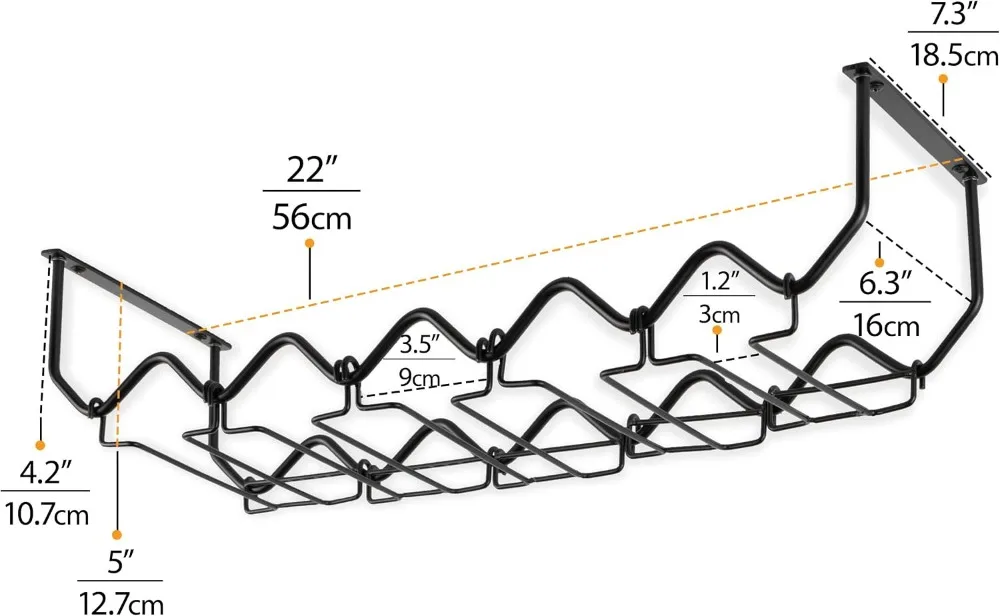 Under Cabinet Wine Rack & Glasses Holder, 6-Bottle Metal Kitchen Organizer, Black