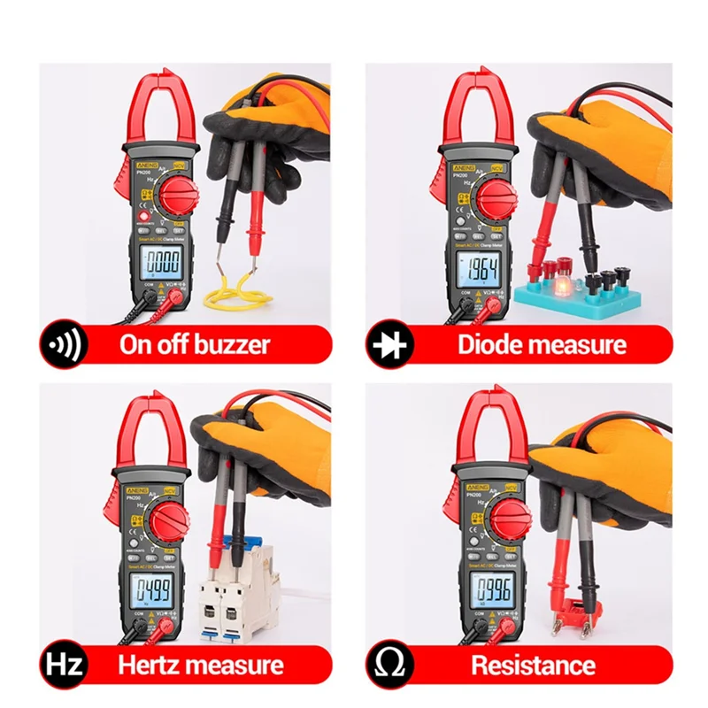 A22I PN200 Digital Clamp Meter DC/AC 600A Current 4000 Counts Multimeter Ammeter Voltage Tester Car Hz Capacitance NCV Ohm Test