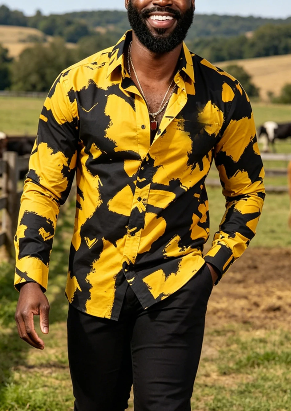 

Men's New Retro Long Sleeve Lapel Shirt Natural Graffiti Art Printed Shirt Outdoor Vacation Casual Party Men's Top Fast Shipping