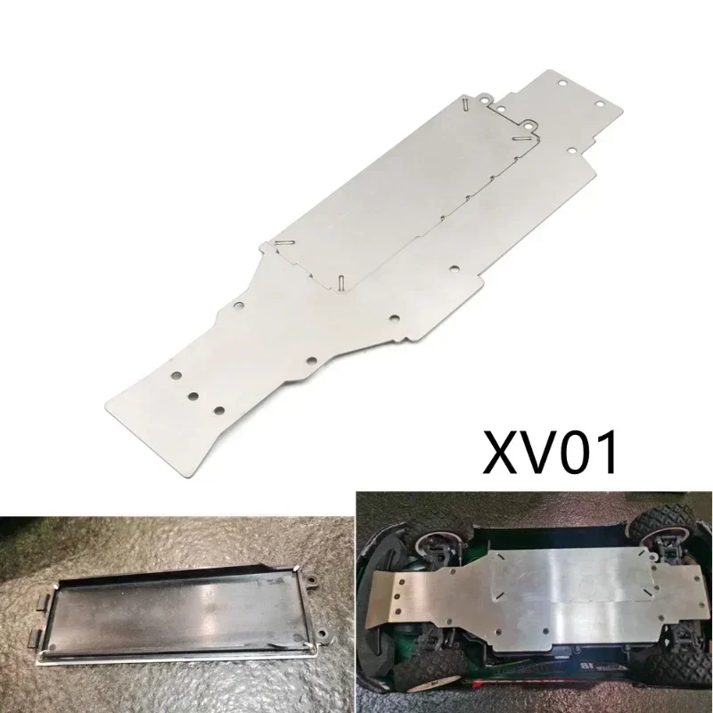 1 Stuks Roestvrijstalen Chassis Voor En Achter Pantserplaat Anti-Kras Plaat Voor Tamiya XV-01 Rc Auto-Accessoires Speelgoedonderdelen