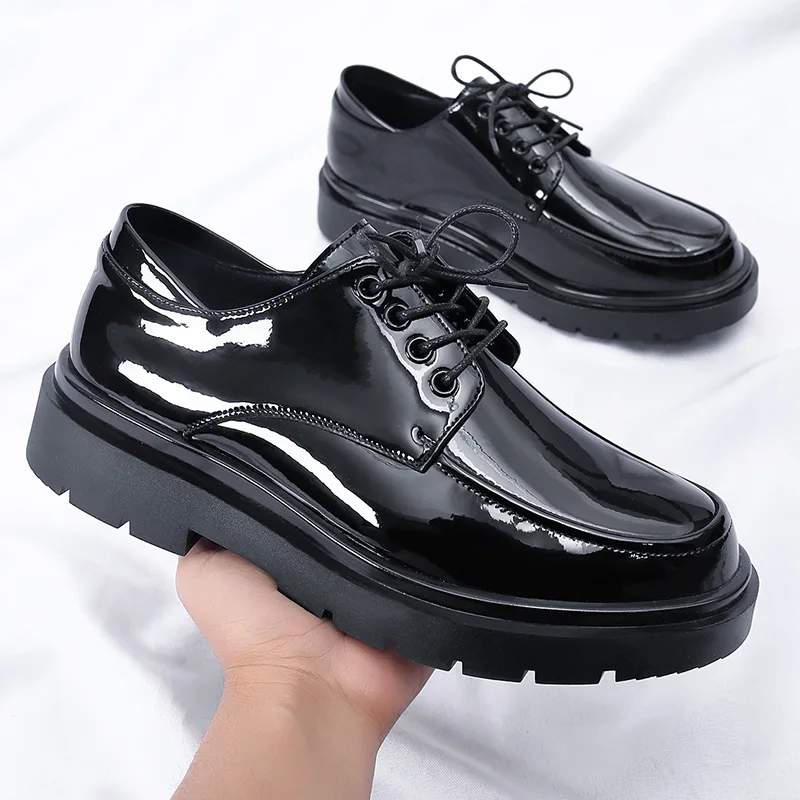 

Mens Advanced Glossy Leather Shoes Formal Fashionable Casual Loafers Outdoor Walking Platform Breathable Male Business Footwear