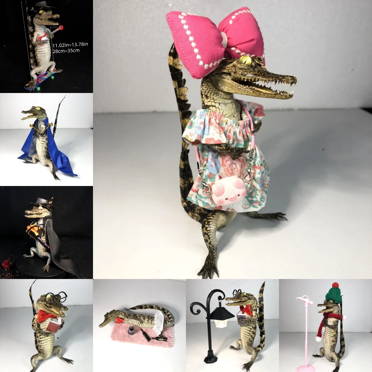 

2267 Bulk Wholesale 1/5/10Pcs Gothic Dark Horror Alligator Statue Decorations for Halloween Christmas Plastic Party Decor Gift