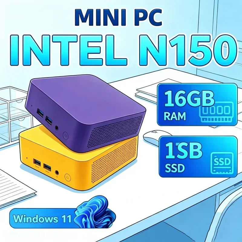 Radiant Mini PC Intel N150 Windows 11 Gaming Mini PC 16GB RAM 2TB 1TB SSD WiFi 6 BT5.2 Mini Computer PC Desktop