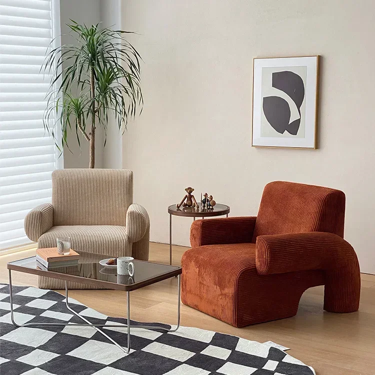 

Nordic creative single, sofa light luxury simple modern, corduroy fabric lazy sofa