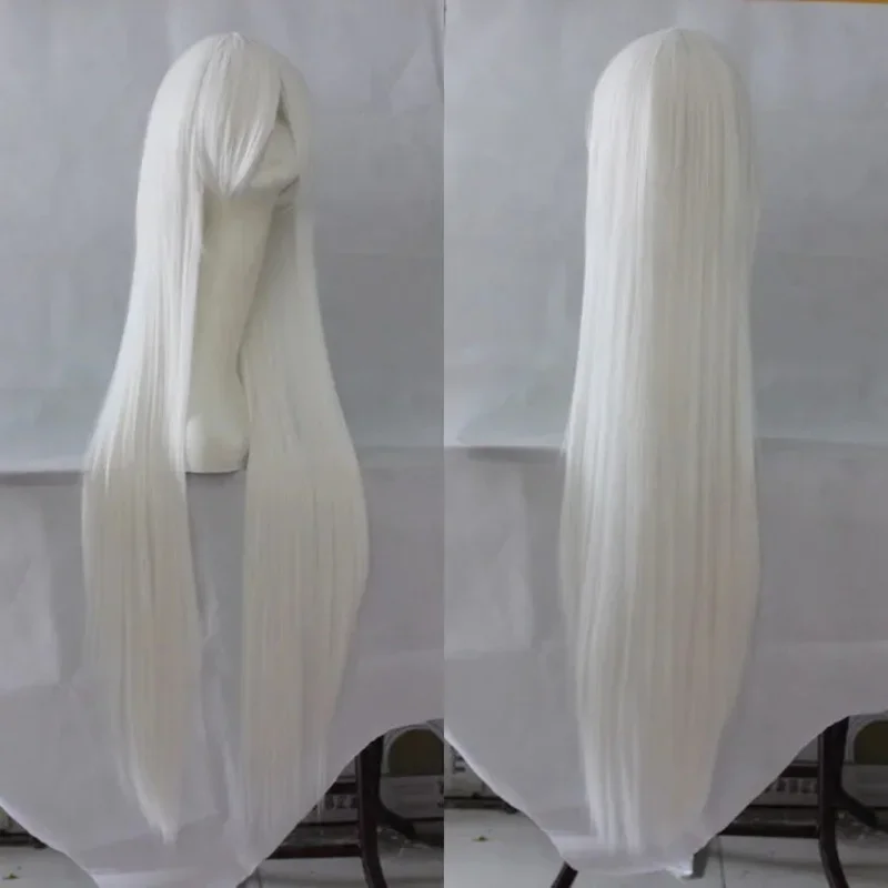 White Wig 100 CM/40 Inches Long Hairpiece Synthetic Heat Resistant Fiber Salon Party Cartoon Cosplay Straight Hair MN9