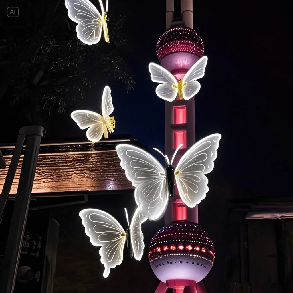 قطعة واحدة من زخرفة جناح الفراشة المرفرفة LED، ديكور حفلات الزفاف الديناميكي الواقعي، مناسب للمرحلة الداخلية والخارجية