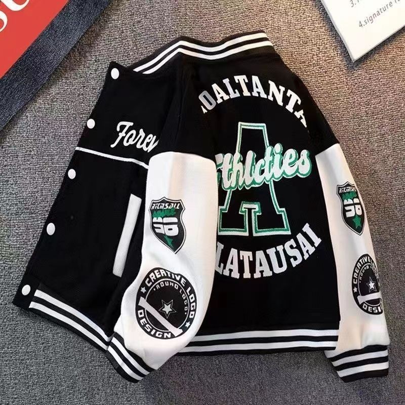  Kids Boys Bomber Jacket Children Spring Autumn Letter Print Outerwear Streetwear Varsity Baseball Uniform New Coats 3-14 Years 
