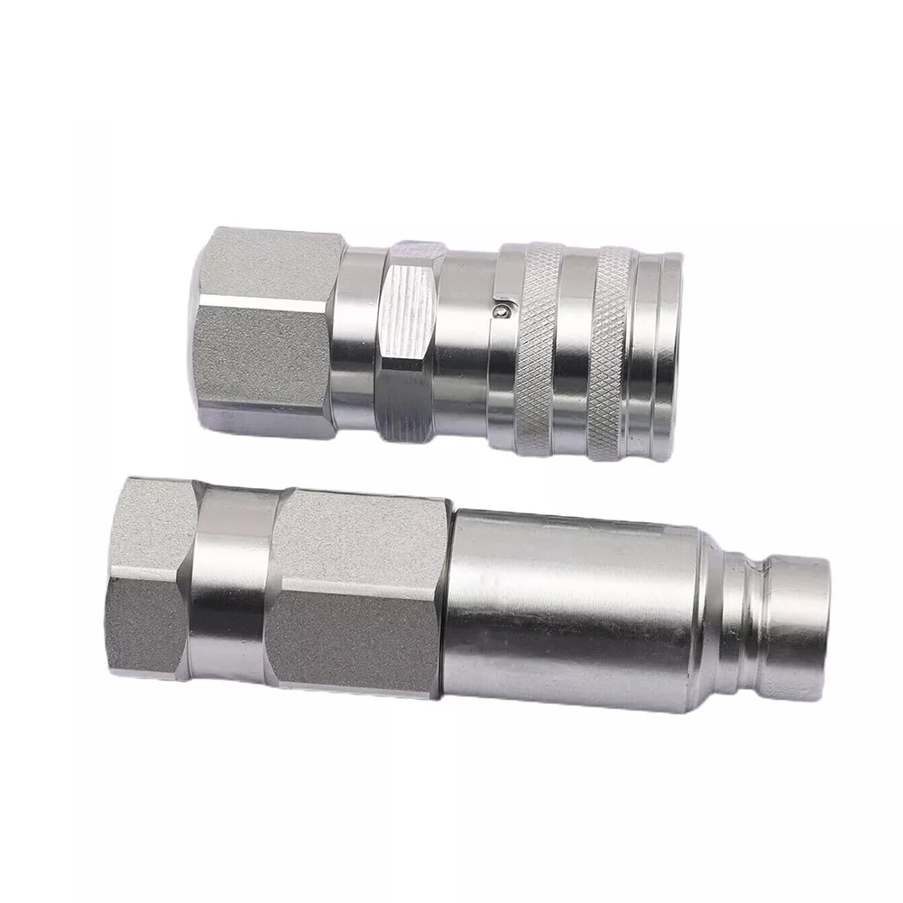 For Bobcat Excavators Male Female Connectors Flat Face Coupler Kit Hydraulic System Upgrade Silver High Reliability